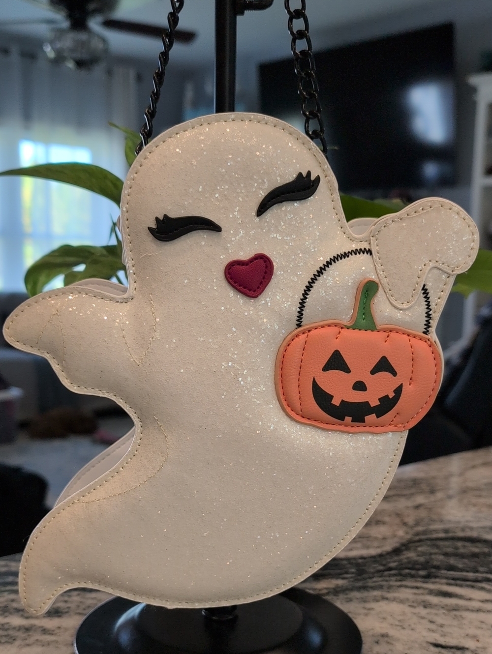 Betsey Johnson White Glitter Ghost Bag